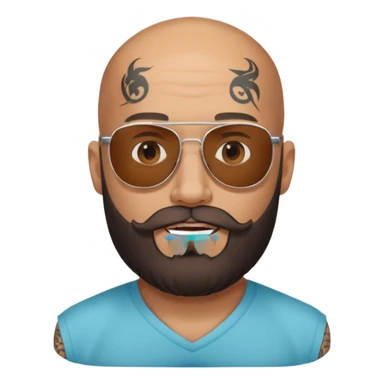 bald man with a beard and tattoo, wearing sunglasses sticker