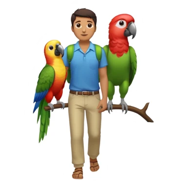 Walker + parrot on shoulder, Pet Walkers, Full body with walk pose sticker