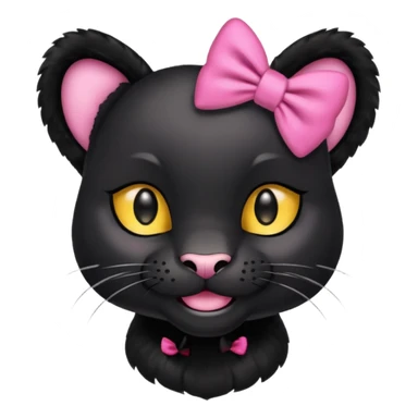 smiling panther with a pink bow on one ear sticker