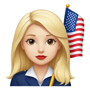 The blonde girl is a diplomat. with the flag of America sticker