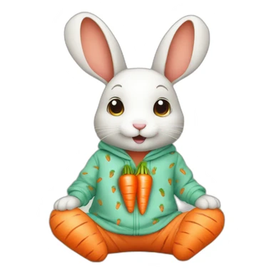 cute rabbit dressed with carrots printed on his pajamas sticker