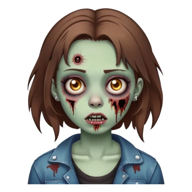 zombie teen girl with brown hair, grunge style, and septum piercing sticker