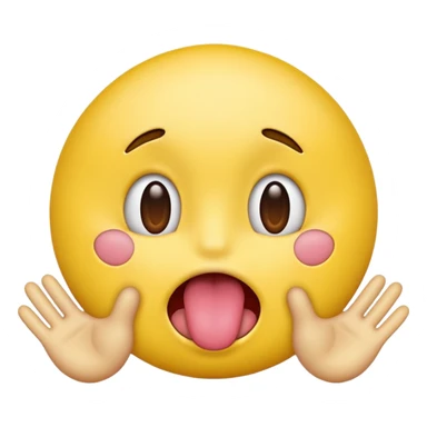 yellow face emoji with tongue out and hands on the side sticker