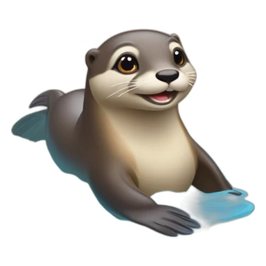 Une loutre sur un dauphin sticker