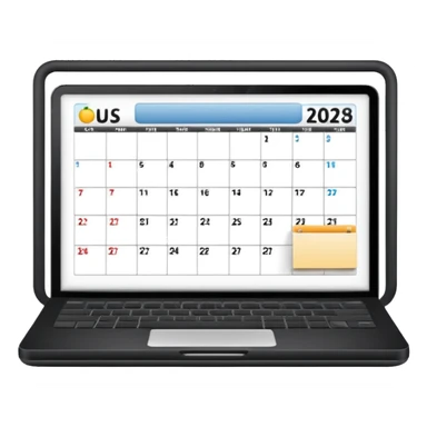 calendar page with a laptop inside sticker