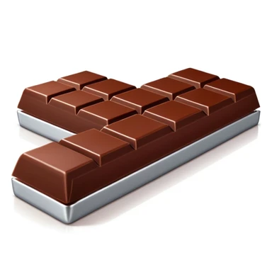 3D apple-style emoji of a chocolate bar half unwrapped in shiny red and silver foil, visible square chocolate segments, rich brown color, simplified shapes, cartoon-like look, glossy finish, soft shadows, minimal and clean design, no face or branding, white background sticker