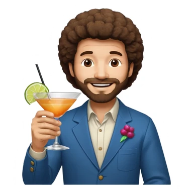 Bob Ross with a cocktail in hand wishing congratulations sticker