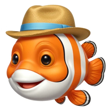Clownfish with a fedora, smiling sticker