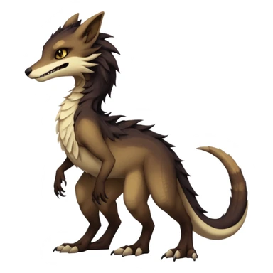 Brown and beige badass elegant wild beautiful natural cute badass epic exotic anthro modern furry 2-legged sergal-vernid-creature, full body, dark-brown-black-gradient pretty hair, with a long tufted tail, vibrant eyes, aesthetic, art by LiLaiRa, art by art by Falvie sticker