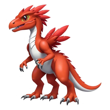 Furry feather-mane Cool shiny Digimon-Fakemon-Guilmon-Velociraptor full body   sticker