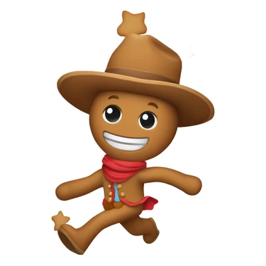 gingerbread man in a cowboy hat running sticker