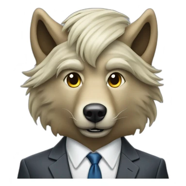 Donald Trump as a wolf with wig and suit sticker