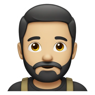 A guy with his finger in his mouth making the silence sign, black short hair, beard, black eyes, white skin sticker