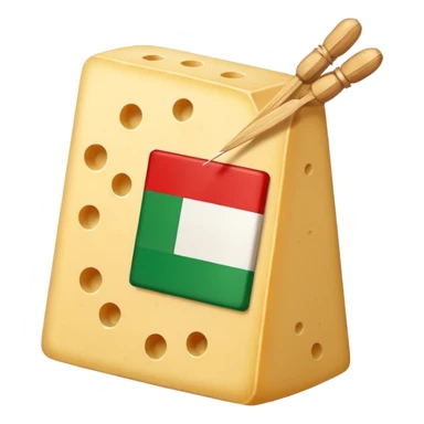Parmigiano block with Italian flag stuck into it sticker