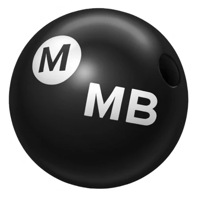 Black pull Ball with MB written on it sticker