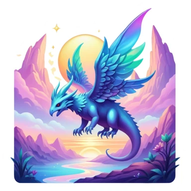 Epic divine legendary complex detailed iridescent gradients aesthetic-scenery-Fakémon-creature sticker