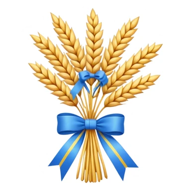 Emoji of a wheat sheaf tied with a ribbon, Ukrainian Christmas symbol, flat emoji style sticker