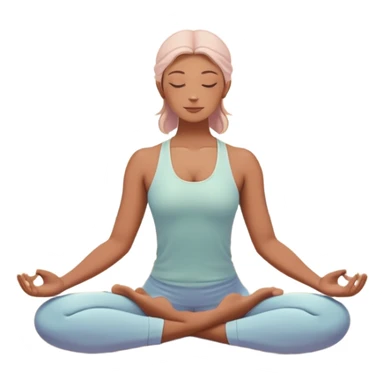 A peaceful person practicing yoga on a calm beach at sunrise, in a serene meditative pose. Soft pastel colors surround the scene, with gentle waves in the background and smooth, flowing lines representing balance and tranquility. The atmosphere feels centered and mindful. sticker