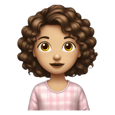 fille en pyjama, peau noir yeux noisette cheveux noir sticker