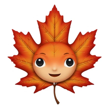 emoji, feuille d'érable couleur vermeille, deux yeux ronds noirs brillants sticker