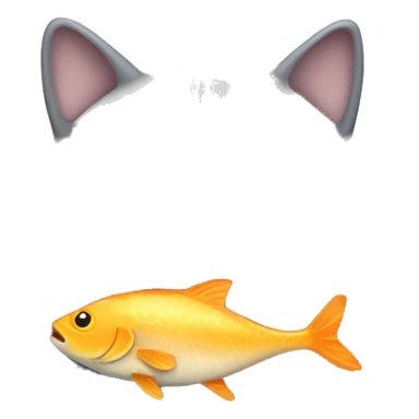 Fat grey cat with fish sticker