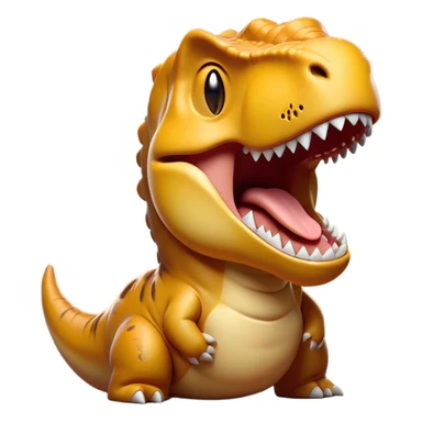 Cinematic Cute Yawning T-rex Portrait Emoji, Head tilted slightly with a dramatic, wide-open yawn, showcasing a robust, muscular form with a slightly open mouth revealing powerful jaws and sleepy, half-closed eyes, Simplified yet irresistibly adorable features, highly detailed, glowing with a soft, cozy prehistoric glow, high shine, relaxed yet expressive, stylized with a hint of whimsical ancient ease, soft glowing outline, capturing the essence of a drowsy yet affectionate T-rex that appears ready to stretch and yawn its way out of the screen! sticker