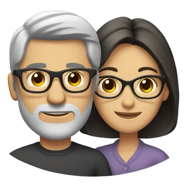 Caucasian couple with dark hair and glasses sticker