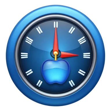 a gauge, deep blue color with a subtle glow, no numbers or text, clean and simple, apple emoji style sticker