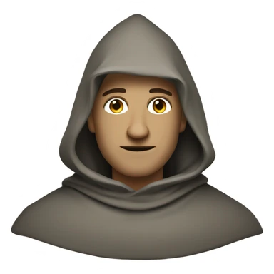 “14th-century man in a tunic, cloak, and hood, medieval style, emoji design.” sticker