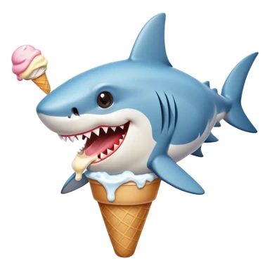 Shark eating ice cream  sticker