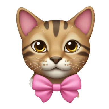 Sokoke cat wearing a pink bow sticker