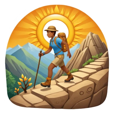 
una mezcla de sol + montaña + caminante estilo petroglifo con un espiral tipo energía ancestral sticker