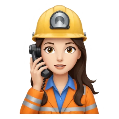okay now do a brunette girl with long dark brown hair. rolling her eyes as she is on a phone call and is wearing a engineer helmet  sticker