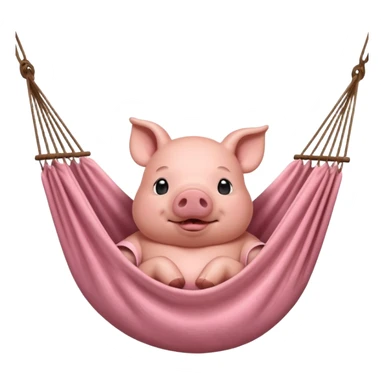 A pig lying in a hammock, fully relaxed, portrait, bust up sticker