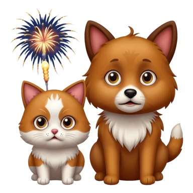 The dog and cat are afraid of fireworks sticker