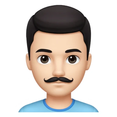 pretty handsome bratz man, with black black black eyes,  square black mustache short dar, pale skin, defined jawlines sticker