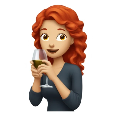 Red headed woman drinking wine sticker