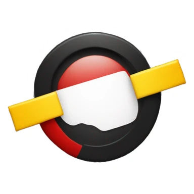 a black and red rectangle with a medium-sized yellow circle in the middle sticker