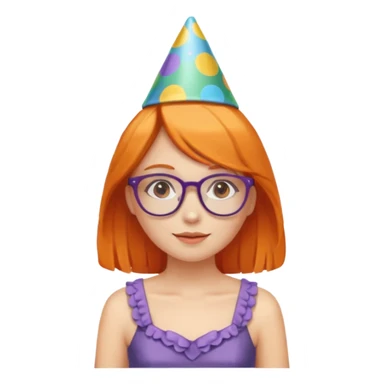party hatted orange haired girl glasses wearing dress sticker