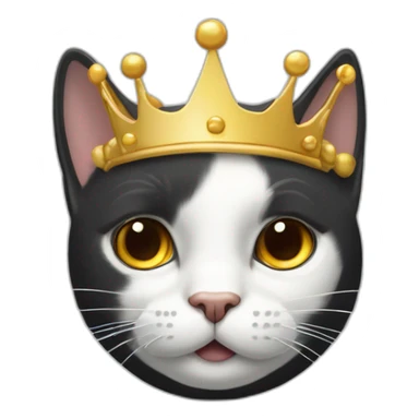 Gato blanco y negro con una corona dorada giñando un ojo sticker