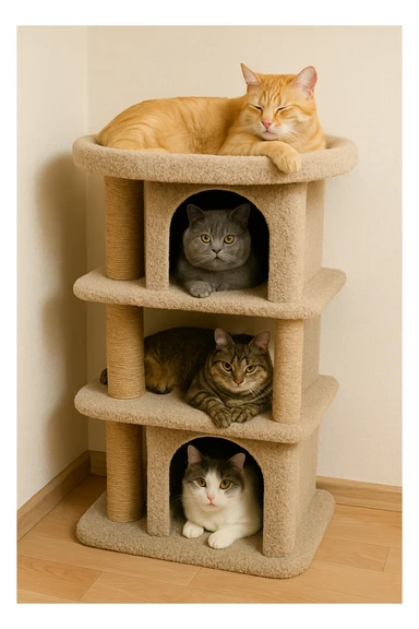 cats relaxing in a vertical playhouse sticker