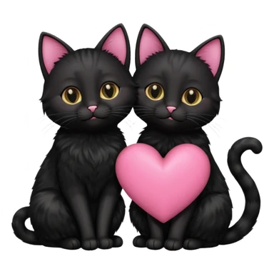 two black cats love, pink heart sticker