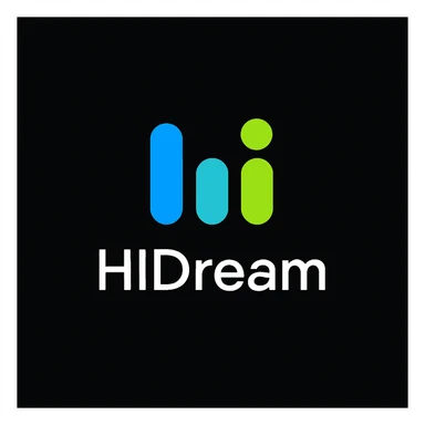 create high dream logo like this with text "HIDream", black background  sticker