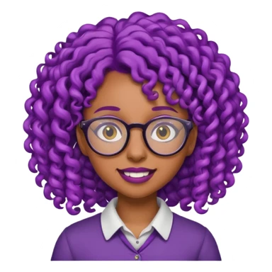 nerd emoji like with glasses and buck teeth but it’s a black girl with purple curly hair sticker