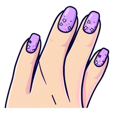 lilac pastel manicure with glitter effects sticker