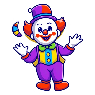 a clown with colorful makeup juggling sticker