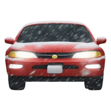 Driving a red car in a blizzard snow storm sticker