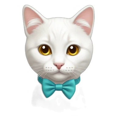 White cute cat with bow tie  sticker