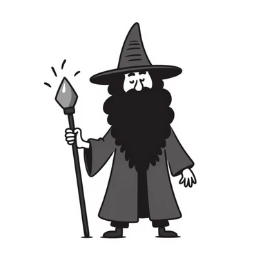 unique wizard hand drawn doodle sticker