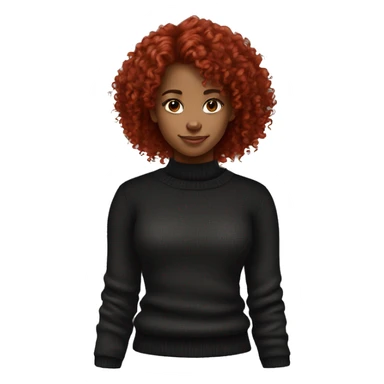 red girl hair curly with side bang in black sweater sticker